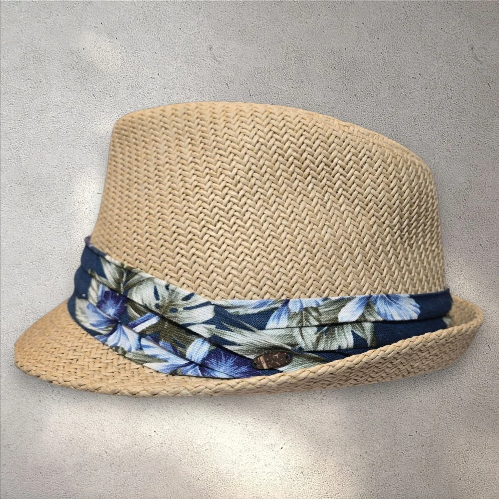 Kooringal Straw Hat Fedora with Floral Ribbon Band Size 57cm‎